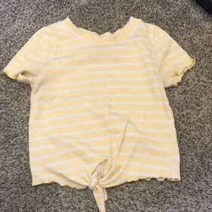 a yellow and white stripe crop top !